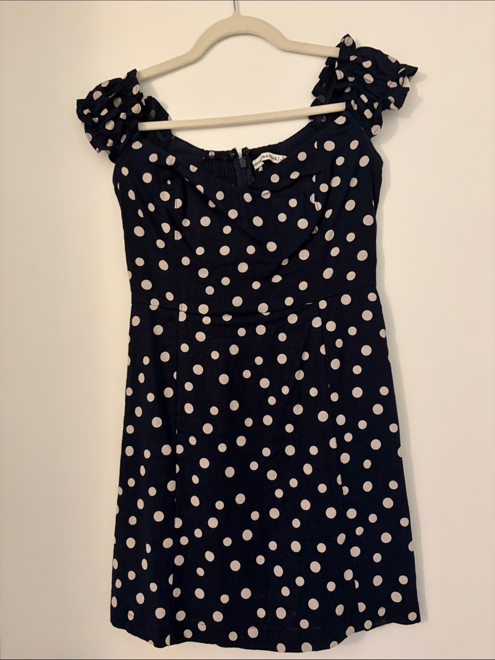 Abercombie Navy Polka Dot Casual Dress with Ruffle Straps